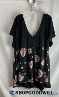 Torrid Women's Black Floral Blouse - Sz 5