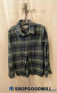 Carhartt Women's Blue/Teal Plaid Button Up Long Sleeve Flannel - Sz L