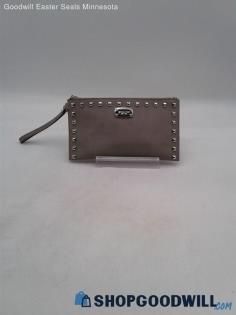 Michael Kors Gray Saffiano Leather Wristlet Handbag Purse