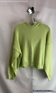 Zara Women's Grass Green Cropped Hoodie - Sz L