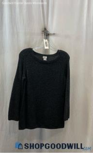 Chico's Women's Charcoal Gray/Silver Shimmer Knit Bell Sleeve Sweater - Sz 0