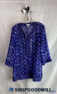 Chico's Women's Blue Geo-Pattern Tunic Shirt - Sz L