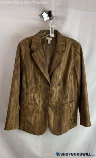 Chico's Women's Brown Snake Skin Patterned Blazer - Sz L