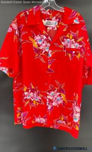 Hilo Hatties Men's Red & Floral Hawaiian design SS shirt - Sz XXL