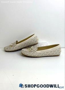 Michael Kors Women's Juliette Vanilla Canvas Moccasin Loafer Flat Shoes SZ 9