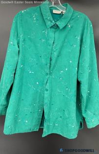 Studio Works Woman Green LS Polyester shirt - Sz 16