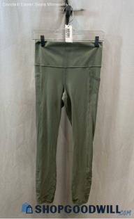 Athleta Women's Green Gray High-Waisted Pocketed Cinched Ankle Leggings - Sz ST