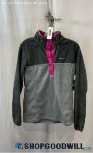 NWT Columbia Women's Gray/Pink Fleece Henley Sweater - Sz M