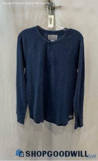 Lucky Brand Men's Navy Waffle Knit Long Sleeve Henley Shirt - Sz S