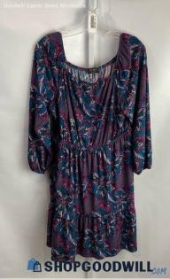 Lane Bryant Women's Purple/Blue Patterned Off the Shoulder Dress - Sz 18/20