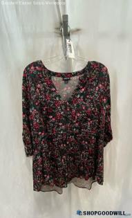 Torrid Women's Black/Pink Floral Blouse - Sz 1