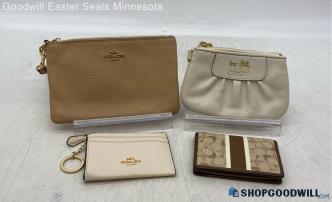 Lot of 4 Coach Ivory Brown Wallet Womens Leather