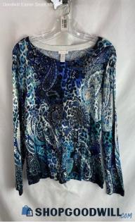 Chico's Women's Blue Pattern Sweatshirt - Sz L