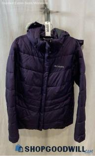 Columbia Women's Dark Purple Faux Fur Trim Puffer Jacket - Sz L