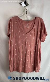 Torrid Women's Pink/White V-Neck Cactus Printed Graphic T-shirt - Sz 3