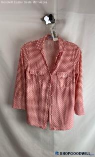 J. McLaughlin Women's Pink/White patterned Button Up Blouse - Sz S