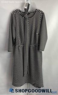 Everlane Women's Black/White Striped Belted Long Sleeve Dress - Sz 18/20