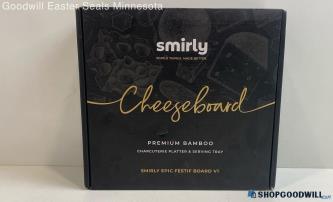 Smirly Premium Bamboo Cheeseboard Charcuterie Platter & Serving Tray - IOB