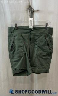 Athleta Women's Army Green Textured Zipper Slant Pocket Shorts - Sz 8