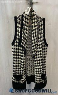 Chico's Women's Black/White Hounds Tooth Knit Vest - Sz S