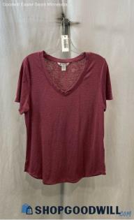 Athleta Women's Berry Pink Henley V-Neck T-shirt - Sz L