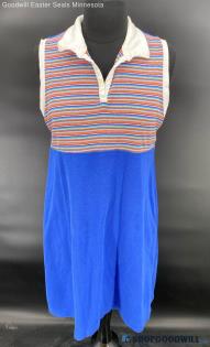 California Concepts Junior Blue Double Knit Sleeveless summer dress - Sz L