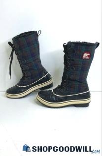 Sorel Women's Tiovoli High Plaid Multicolor Textile Snow/Winter Boots SZ 6.5