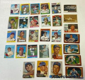 30pc Mixed Baseball Cards Topps+ Vtg 1950s-90s+ Some Reprints Mickey Mantle+