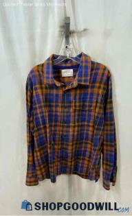 REI Men's Orange/Cobalt Blue Plaid Flannel Shirt - Sz XL