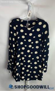 Zara Women's Black/Ivory Polka Dot Long Sleeve Tunic Blouse - Sz XS