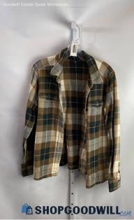 Patagonia Women's Green/Beige Plaid Lightweight Flannel Shirt - Sz 12