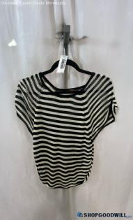 Free People Women's Black/White Stripes T-Shirt - Sz L