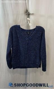 Lucky Brand Women's Navy/Multicolor Speckled V Neck Crop Sweater - Sz XS