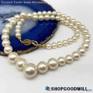 Vintage NAPIER Gold-Tone Graduated Faux Pearl Necklace