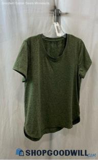 Athleta Women's Heathered Army Green Lightweight Performance T-shirt - Sz L