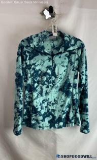 Columbia Women's Teal Tie Dye Patterned Fleece 1/4 Zip Sweatshirt - Sz S