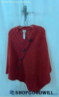 Chico's Women's Red Knit Poncho Sweater - Sz XL