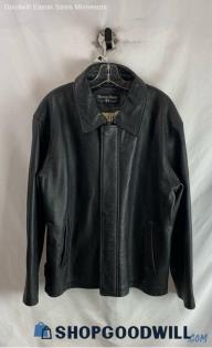 Hunting Horse Men's VTG Black Genuine Leather Zip Up Coat - Sz M