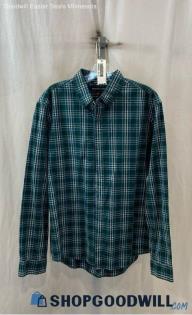 Michael Kors Men's Green Plaid Button Up Shirt - Sz L