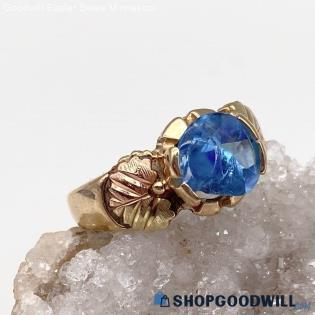 10K BLACK HILLS GOLD Blue Topaz Ring for Repair Size 6 - 3.45g