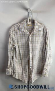 Michael Kors Men's Blue/Beige Patterned Slim Fit Button Up Shirt Sz 15 1/2 32/33