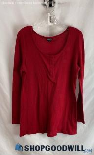 Torrid Women's Red Waffle Knit Long Sleeve Henley Top - Sz 1