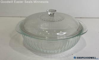 Pyrex Clear Glass 024-S Covered Ribbed Casserole Dish