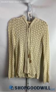 Athleta Women's Ivory Lace Full Zip Hooded Sweater - Sz XS