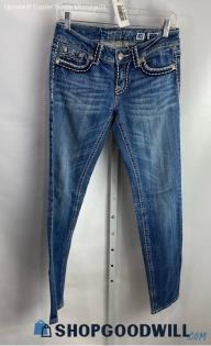 Miss Me Women's Blue Wash Slim Straight Leg Jean - Sz 28