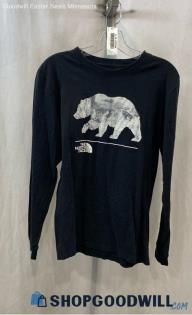 The North Face Men's Black/White Bear Logo Graphic Long Sleeve T-Shirt - Sz S