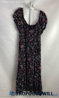 Lane Bryant Women's Black/Pink Floral Print Blouson Dress - Sz 18