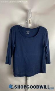 Chico's Women's Pale Navy Scoop Neck 3/4 Sleeve Top - Sz M