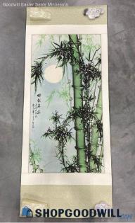 Moonlight Bamboo Signed Original Nature Chinese Asian 23"x57" Painting Framed