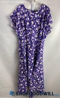 NWT Lane Bryant Women's Purple/White Floral Print T-Shirt Dress - Sz 24